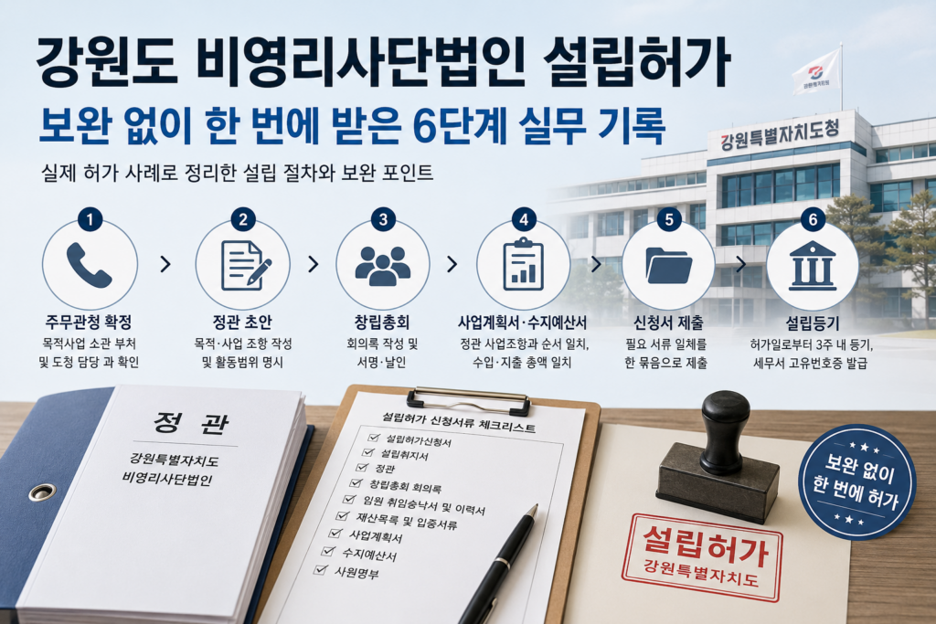 강원도 비영리사단법인 설립허가