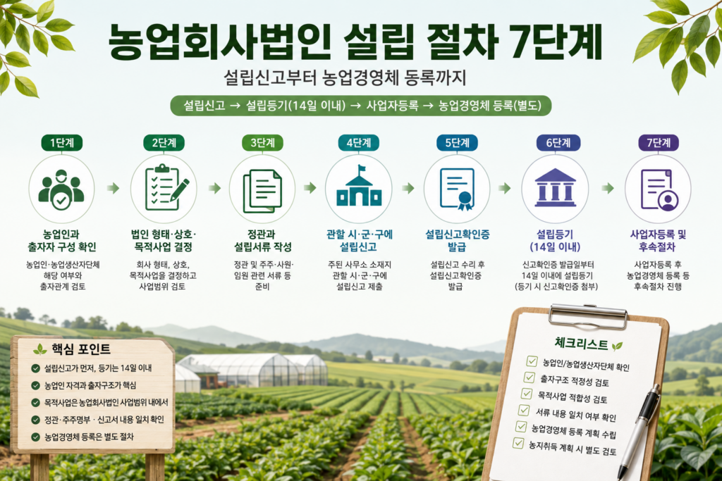농업회사법인 설립 절차와 농업경영체 등록 실무 안내 이미지